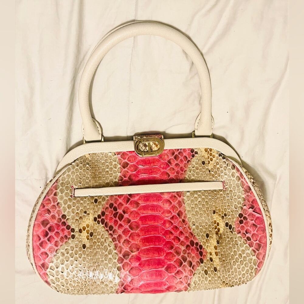 Rare Italian Python Top Handle Bag by Dee Ocleppo • Palm Beach Collection - Picture 12 of 16